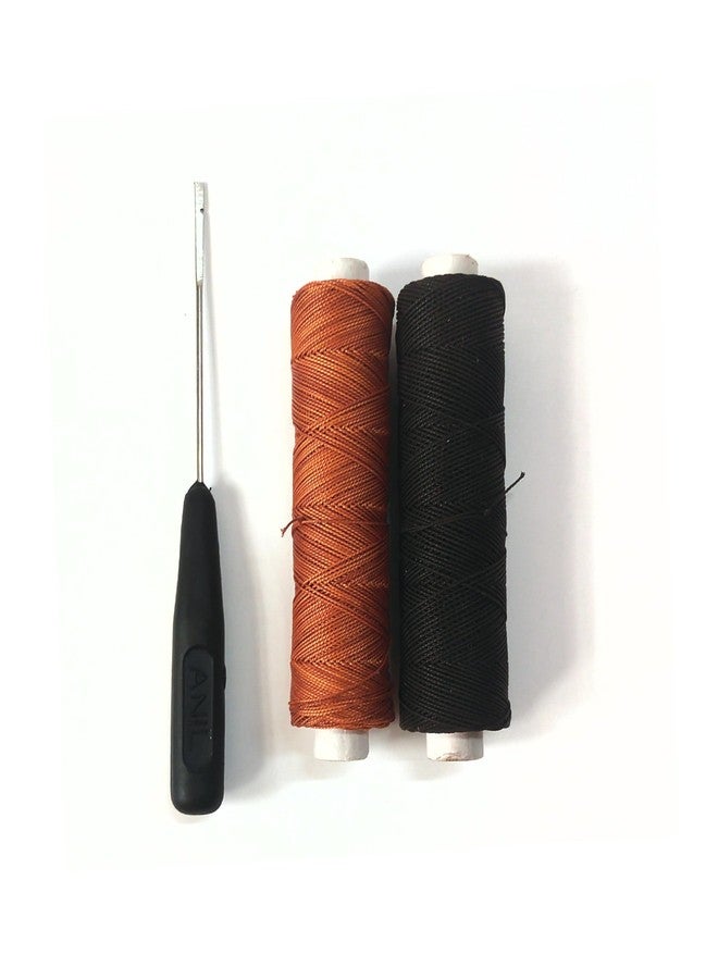 DoMick Upholstery Leather Nylon Thread, Thick 0.60 MM (2 ply Hi Tenacity Nylon) Colour Black and Light Brown, 1 Spool 100 MTR, Pack of 2 Spool, 1 Hand Stitching Tool. Combo Pack - Image 2